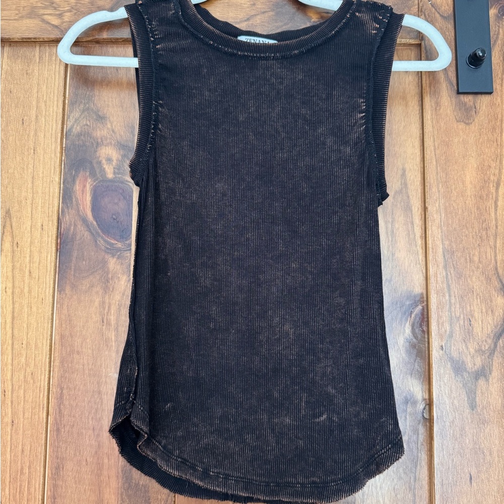 Zenana Black Acid Wash Tank Top